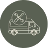 a wrench and a flathead screwdriver icon overlaying a van icon